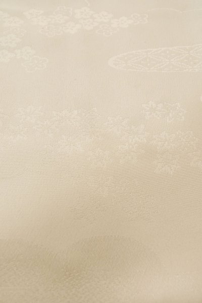 Photo9: P0421S Vintage Japanese kimono White JUBAN undergarment for women / Synthetic., Based woven pattern: Bamboo leaf, Wave, Cloud, Haze, Crossed circles (Grade C) (9)