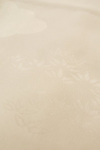 Photo10: P0421S Vintage Japanese kimono White JUBAN undergarment for women / Synthetic., Based woven pattern: Bamboo leaf, Wave, Cloud, Haze, Crossed circles (Grade C) (10)