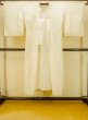 Photo1: P0421T Vintage Japanese kimono Shiny Off White JUBAN undergarment for women / Synthetic. (Grade C) (1)
