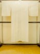 Photo2: P0421T Vintage Japanese kimono Shiny Off White JUBAN undergarment for women / Synthetic. (Grade C) (2)