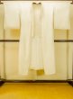 Photo1: P0421V Vintage Japanese kimono Off White JUBAN undergarment for women / Synthetic., Based woven pattern: MOMIJI maple leaf, Pine tree/branch/needle, Stream (Grade C) (1)