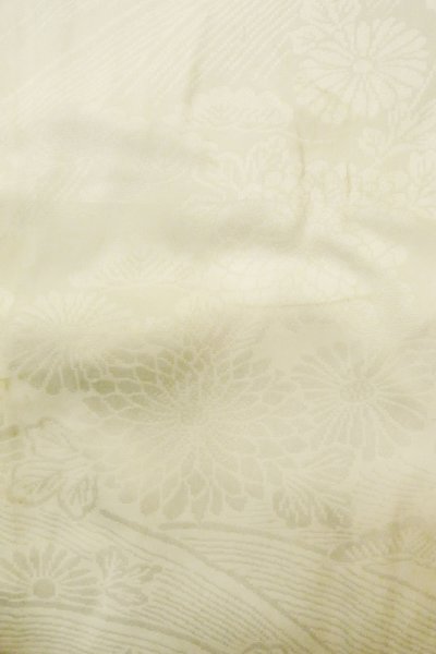 Photo6: P0421V Vintage Japanese kimono Off White JUBAN undergarment for women / Synthetic., Based woven pattern: MOMIJI maple leaf, Pine tree/branch/needle, Stream (Grade C) (6)