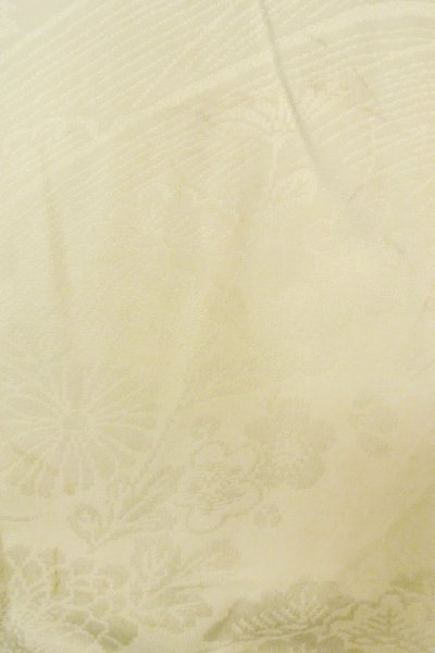Photo7: P0421V Vintage Japanese kimono Off White JUBAN undergarment for women / Synthetic., Based woven pattern: MOMIJI maple leaf, Pine tree/branch/needle, Stream (Grade C) (7)