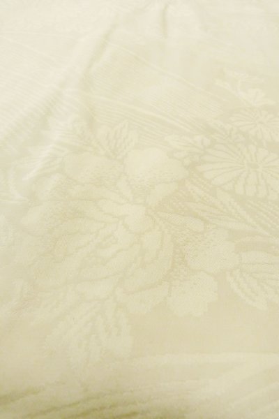 Photo8: P0421V Vintage Japanese kimono Off White JUBAN undergarment for women / Synthetic., Based woven pattern: MOMIJI maple leaf, Pine tree/branch/needle, Stream (Grade C) (8)