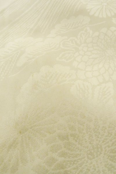 Photo9: P0421V Vintage Japanese kimono Off White JUBAN undergarment for women / Synthetic., Based woven pattern: MOMIJI maple leaf, Pine tree/branch/needle, Stream (Grade C) (9)
