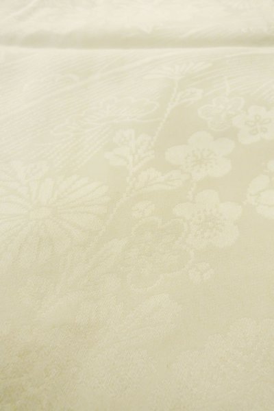 Photo10: P0421V Vintage Japanese kimono Off White JUBAN undergarment for women / Synthetic., Based woven pattern: MOMIJI maple leaf, Pine tree/branch/needle, Stream (Grade C) (10)