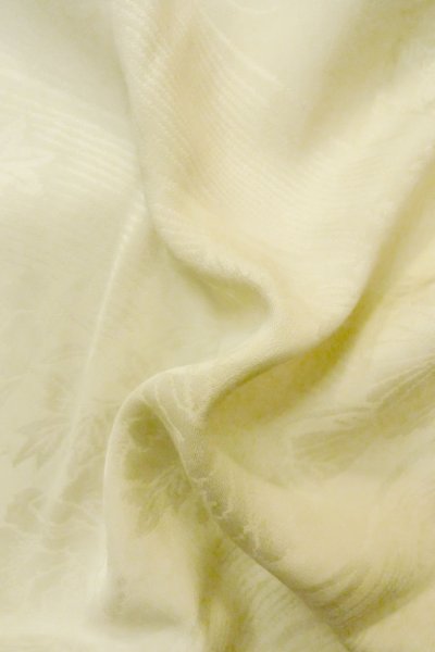 Photo11: P0421V Vintage Japanese kimono Off White JUBAN undergarment for women / Synthetic., Based woven pattern: MOMIJI maple leaf, Pine tree/branch/needle, Stream (Grade C) (11)