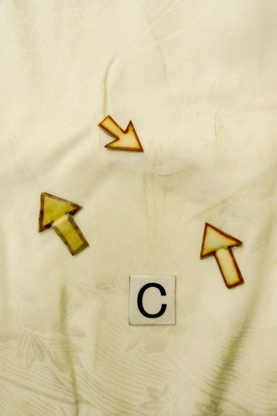Photo16: P0421V Vintage Japanese kimono Off White JUBAN undergarment for women / Synthetic., Based woven pattern: MOMIJI maple leaf, Pine tree/branch/needle, Stream (Grade C) (16)