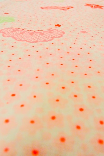 Photo9: P0422B Vintage Japanese kimono Pale Pink JUBAN undergarment for women / Mousseline. SAKURA cherry blossom (Grade B) (9)