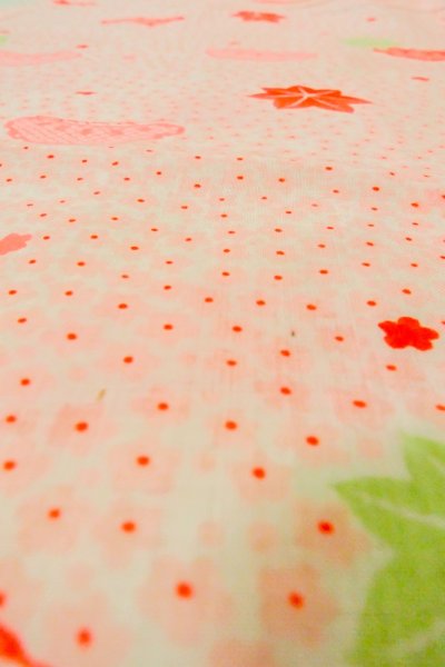 Photo10: P0422B Vintage Japanese kimono Pale Pink JUBAN undergarment for women / Mousseline. SAKURA cherry blossom (Grade B) (10)