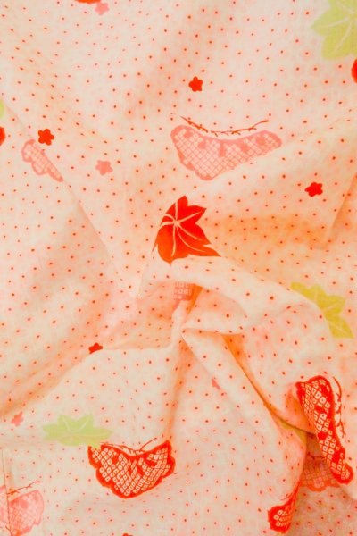 Photo11: P0422B Vintage Japanese kimono Pale Pink JUBAN undergarment for women / Mousseline. SAKURA cherry blossom (Grade B) (11)