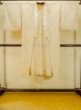 Photo1: P0422C Vintage Japanese kimono Light Ivory JUBAN undergarment for women / Mousseline. UME plum bloom, There are holes (Grade D) (1)