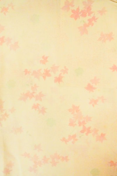 Photo3: P0422C Vintage Japanese kimono Light Ivory JUBAN undergarment for women / Mousseline. UME plum bloom, There are holes (Grade D) (3)