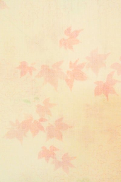 Photo5: P0422C Vintage Japanese kimono Light Ivory JUBAN undergarment for women / Mousseline. UME plum bloom, There are holes (Grade D) (5)