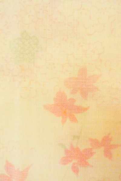 Photo7: P0422C Vintage Japanese kimono Light Ivory JUBAN undergarment for women / Mousseline. UME plum bloom, There are holes (Grade D) (7)