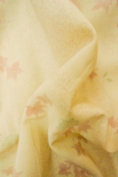 Photo11: P0422C Vintage Japanese kimono Light Ivory JUBAN undergarment for women / Mousseline. UME plum bloom, There are holes (Grade D) (11)