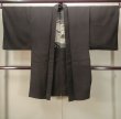 Photo1: P0526A Vintage Japanese kimono Dark Brown Men's Haori for men / Silk. Pine tree/branch/needle, More damages. (Grade D) (1)