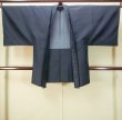 Photo1: P0526B Vintage Japanese kimono Dark Navy Blue Men's Haori for men / Silk. Plaid Checks (Grade B) (1)