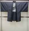 Photo1: P0526D Vintage Japanese kimono Dark Indigo Blue OSHIMA-TSUMUGI for men / Silk. Tortoise-shell pattern(Hexagonal pattern) (Grade B) (1)
