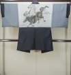 Photo3: P0526D Vintage Japanese kimono Dark Indigo Blue OSHIMA-TSUMUGI for men / Silk. Tortoise-shell pattern(Hexagonal pattern) (Grade B) (3)