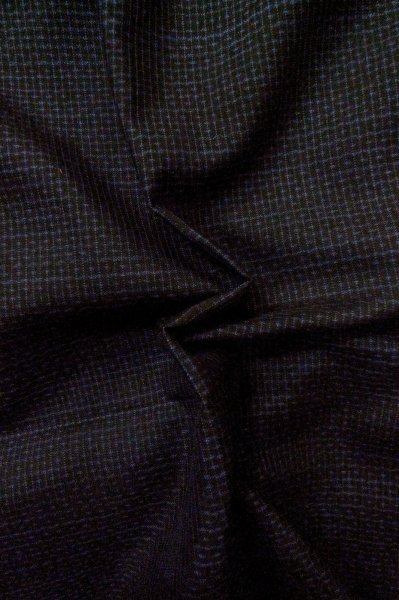 Photo12: P0526D Vintage Japanese kimono Dark Indigo Blue OSHIMA-TSUMUGI for men / Silk. Tortoise-shell pattern(Hexagonal pattern) (Grade B) (12)