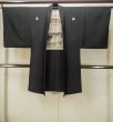 Photo1: P0526G Vintage Japanese kimono Black Men's Haori for men / Silk. Temple, The Emperor's Enthronement Ceremony (Grade C) (1)