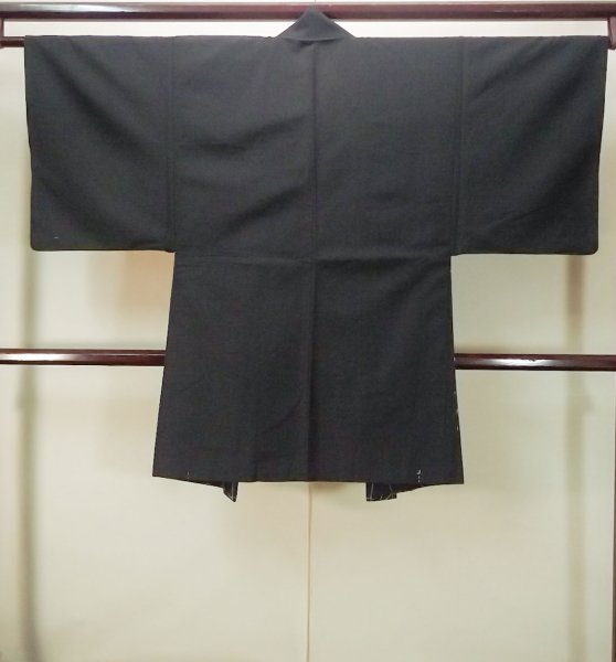 Photo2: Mint P0526H Vintage Japanese kimono Bluish Brown Men's Haori for men / Silk. Abstract pattern (Grade A) (2)