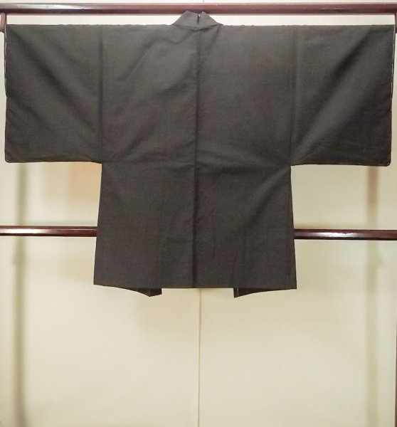 Photo2: Mint P0526I Vintage Japanese kimono Dark Brown Men's Haori for men / Silk. Tree (Grade A) (2)