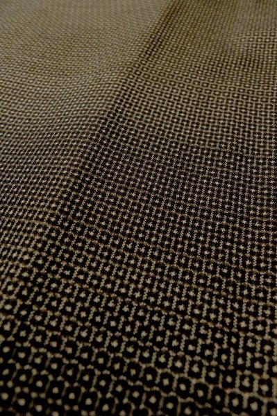 Photo9: P0526J Vintage Japanese kimono Brown OSHIMA-TSUMUGI for men / Silk. Pine tree/branch/needle (Grade B) (9)