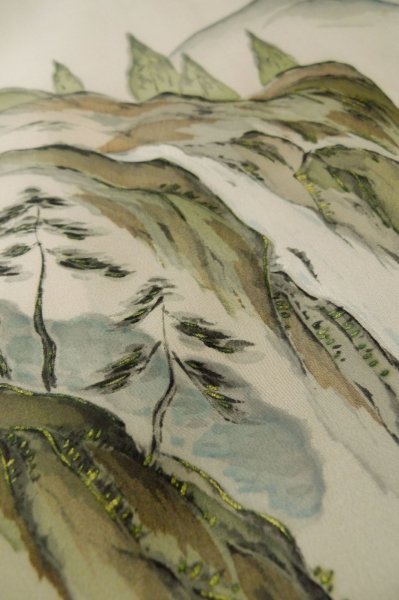 Photo23: P0526J Vintage Japanese kimono Brown OSHIMA-TSUMUGI for men / Silk. Pine tree/branch/needle (Grade B) (23)