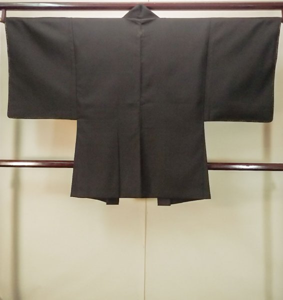 Photo2: Mint P0526K Vintage Japanese kimono Black Men's Haori for men / Silk. Tree (Grade A) (2)