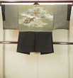 Photo3: Mint P0526L Vintage Japanese kimono Black Men's Haori for men / Silk. Pine tree/branch/needle (Grade A) (3)