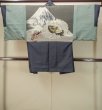 Photo3: P0526N Vintage Japanese kimono Dark Blue OSHIMA-TSUMUGI for men / Silk. Wave, Treasure ship, Lobster pattern (Grade B) (3)