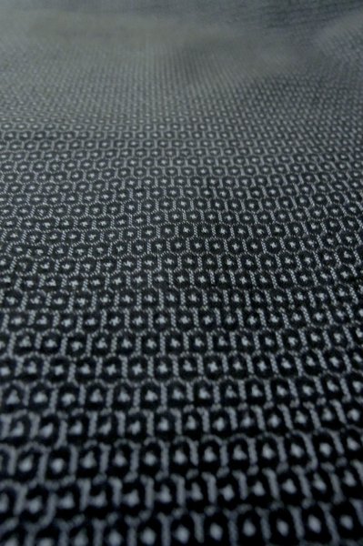 Photo7: P0526N Vintage Japanese kimono Dark Blue OSHIMA-TSUMUGI for men / Silk. Wave, Treasure ship, Lobster pattern (Grade B) (7)