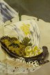 Photo12: P0526N Vintage Japanese kimono Dark Blue OSHIMA-TSUMUGI for men / Silk. Wave, Treasure ship, Lobster pattern (Grade B) (12)