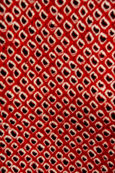 Photo1: P0526P Vintage Japanese kimono Red HAORI short jacket for women / Silk. Dapple pattern (Grade B) (1)
