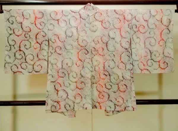 Photo3: Mint P0526U Used Japanese kimono Light Pink HAORI short jacket for women / Silk. Swirl (Grade A) (3)