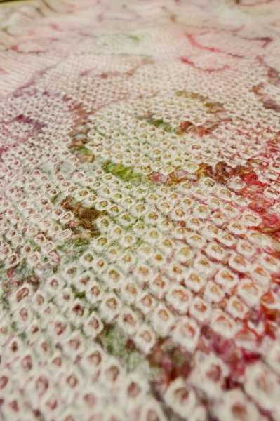Photo8: Mint P0526U Used Japanese kimono Light Pink HAORI short jacket for women / Silk. Swirl (Grade A) (8)