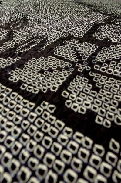 Photo8: Mint P0526V Used Japanese kimono Dark Indigo Blue HAORI short jacket for women / Silk. Flower (Grade A) (8)