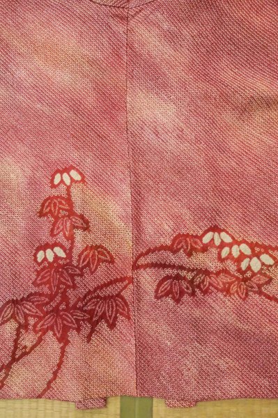 Photo4: Mint P0526W Used Japanese kimono Brownish Orange HAORI short jacket for women / Silk. Bamboo    (Grade B) (4)