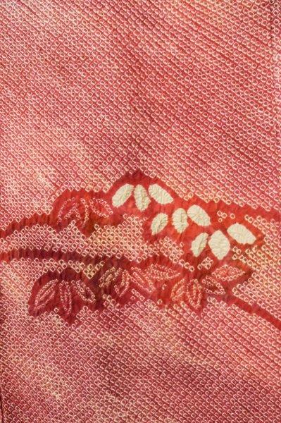 Photo5: Mint P0526W Used Japanese kimono Brownish Orange HAORI short jacket for women / Silk. Bamboo    (Grade B) (5)