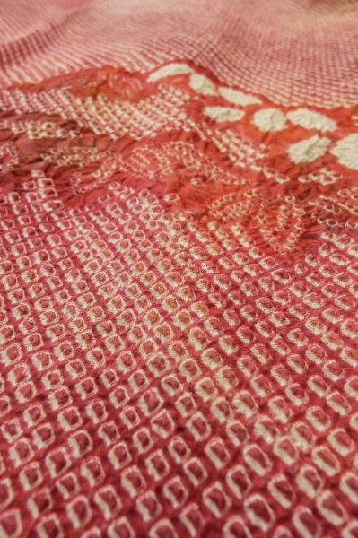 Photo7: Mint P0526W Used Japanese kimono Brownish Orange HAORI short jacket for women / Silk. Bamboo    (Grade B) (7)
