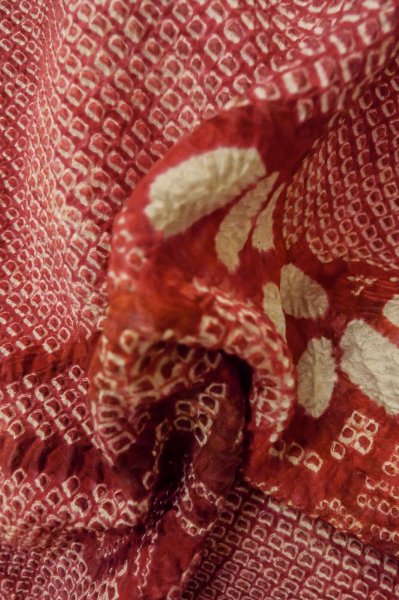 Photo10: Mint P0526W Used Japanese kimono Brownish Orange HAORI short jacket for women / Silk. Bamboo    (Grade B) (10)