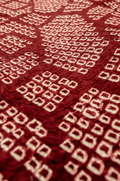 Photo7: Mint P0526Z Vintage Japanese kimono Reddish Dark Red HAORI short jacket for women / Silk. Dapple pattern (Grade A) (7)