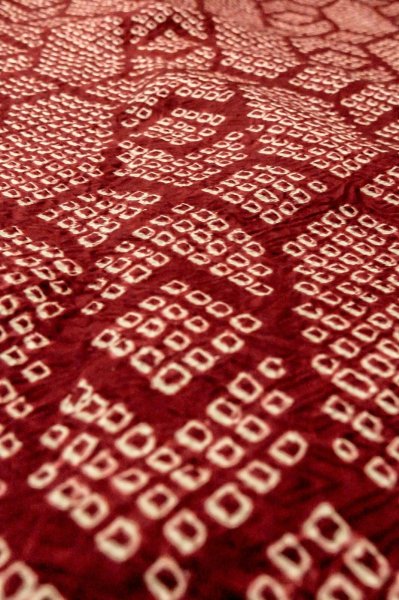 Photo9: Mint P0526Z Vintage Japanese kimono Reddish Dark Red HAORI short jacket for women / Silk. Dapple pattern (Grade A) (9)