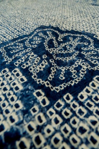 Photo9: Mint P0527A Used Japanese kimono Blue HAORI short jacket for women / Silk. Flower (Grade A) (9)