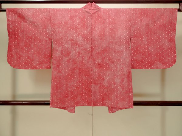 Photo3: Mint P0527B Vintage Japanese kimono Dark Pink HAORI short jacket for women / Synthetic. Dot (Grade A) (3)
