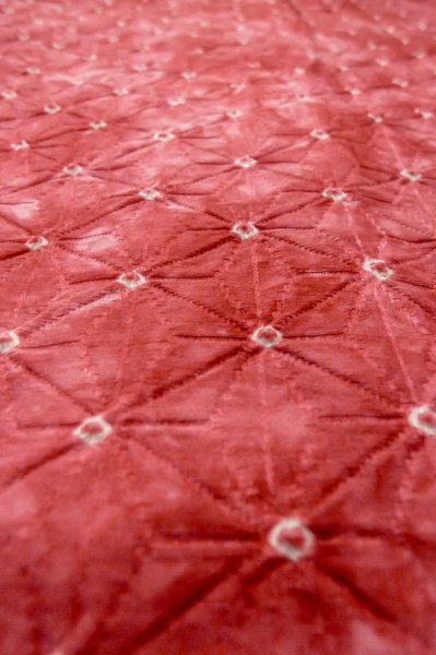 Photo6: Mint P0527B Vintage Japanese kimono Dark Pink HAORI short jacket for women / Synthetic. Dot (Grade A) (6)