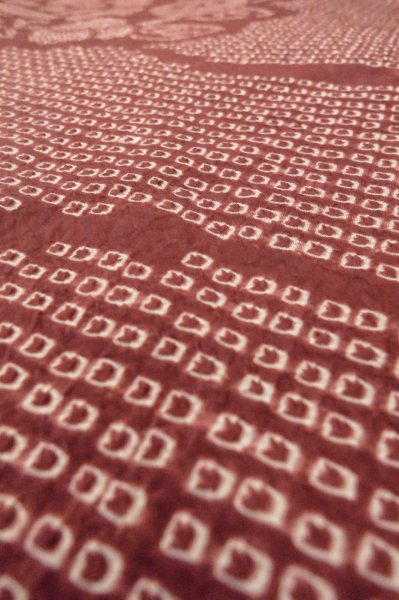 Photo8: Mint P0527C Used Japanese kimono Dark Brown HAORI short jacket for women / Silk. Flower circle (Grade A) (8)