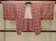Photo2: P0527D Vintage Japanese kimono Purplish Dark Red HAORI short jacket for women / Silk. Octagons and squares (Grade C) (2)